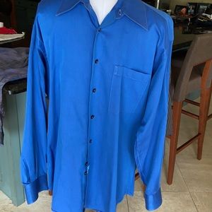 Royal blue mens dress shirt-Ike Behar NY